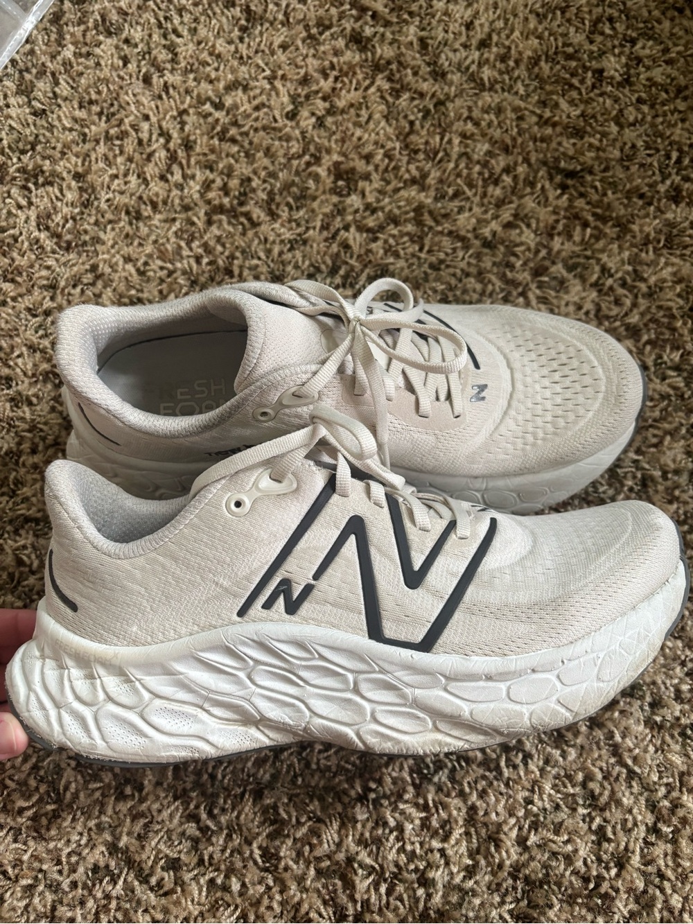 New Balance Fresh Foam Running Shoes - Cream with Gray Logo